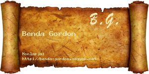 Benda Gordon névjegykártya